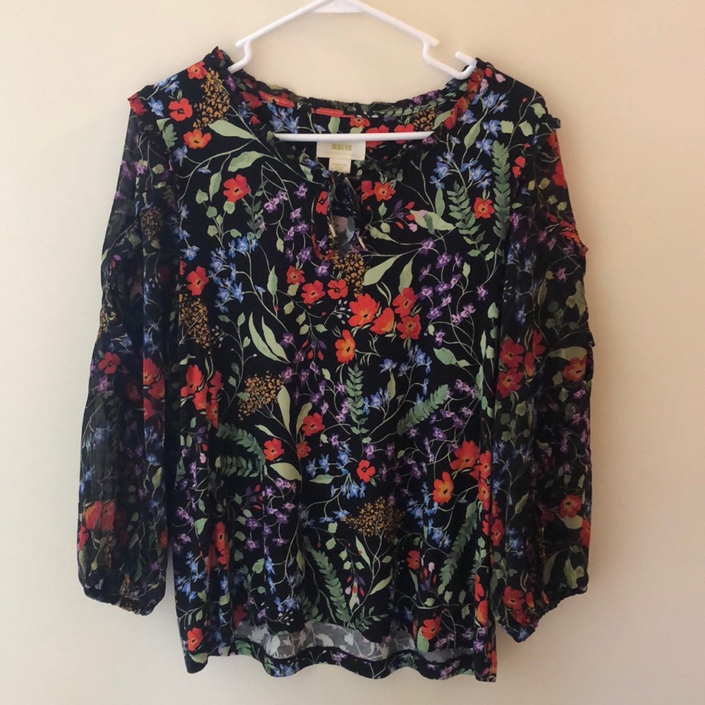 Anthropologie flowered 3/4 shirt